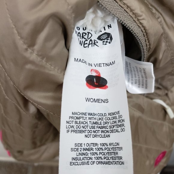 Mountain Hardwear Tan/White Fleece Quilted Reversible Full Zip Winter Vest L - Picture 5 of 16